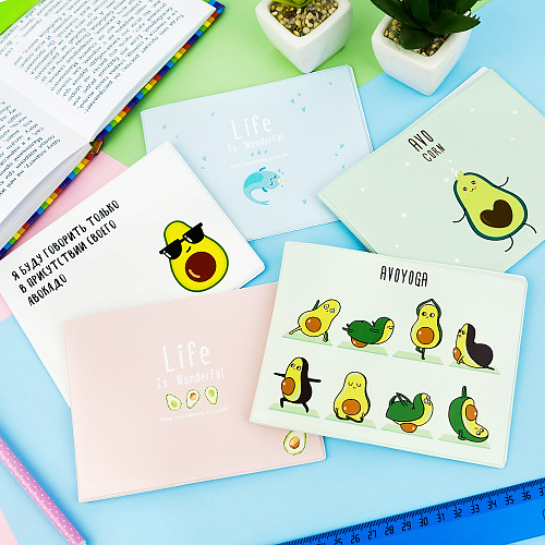 Обложка на зачетную книжку "Life is - pink and avocado"