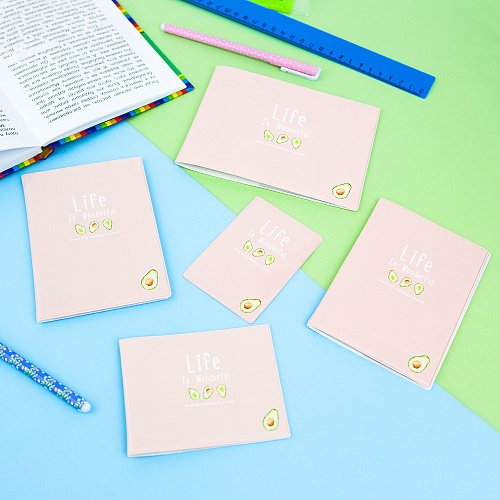 Обложка на зачетную книжку "Life is - pink and avocado"
